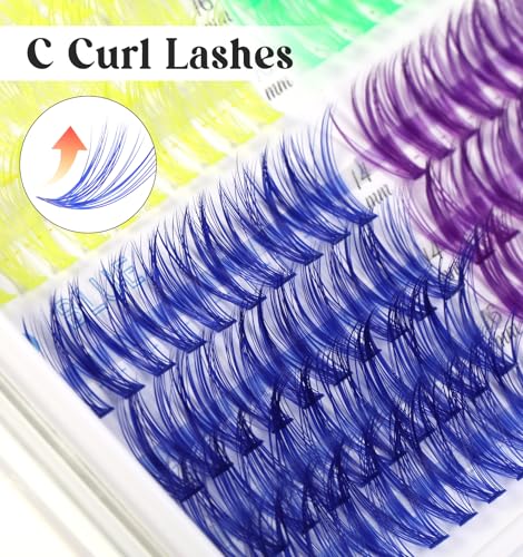 Colored Lash Clusters Set - 240 Faux Mink False Eyelashes in 6 Bright Colors
