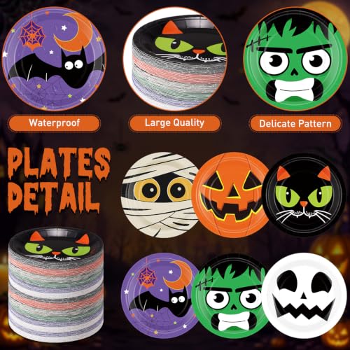 Spooky Halloween Paper Plates 120 Pack - 7 Inch Disposable Party Tableware