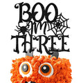 Black Glitter Cake Topper - Happy 3rd Birthday Halloween Theme