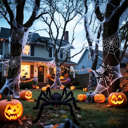 6-Pack Large Fake Spiders Halloween Yard Indoor Outdoor Decor Set