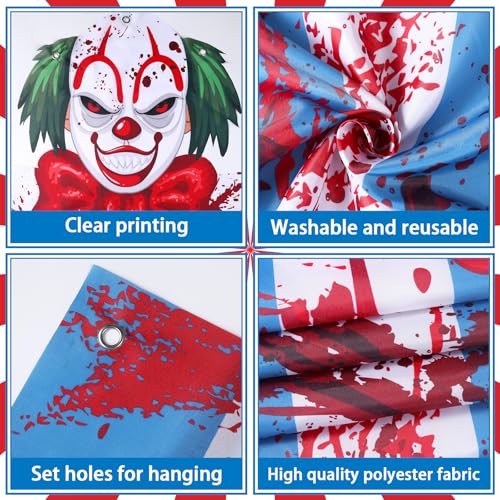 Halloween Creepy Clown Door Banner Set for Horror Party Decorations