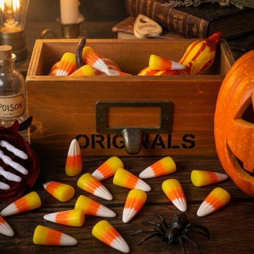 200 Pcs Halloween Fake Candy Corn Resin Decorations for Autumn DIY Crafts & Vase Fillers