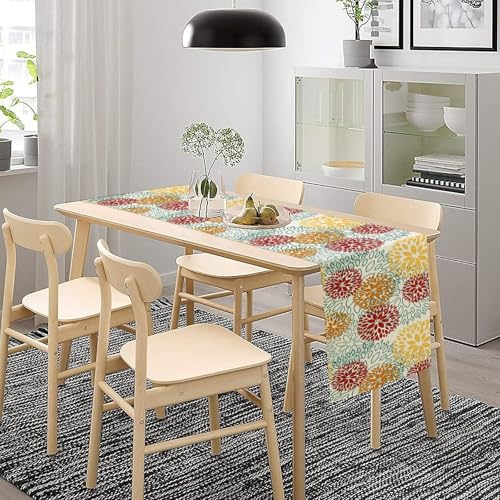 Dahlia Floral Table Runner Red Dahlia - 13x72in Linen Boho Decor