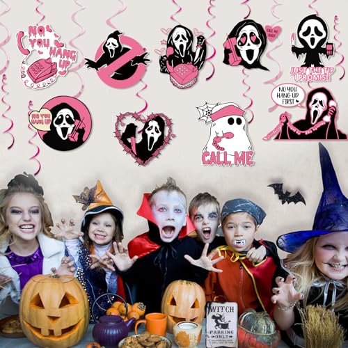 Pink Halloween Ghost Hanging Decorations Set for Party & Indoor Outdoor Decor