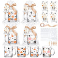 Halloween Glass Mug Gift Set with Ghost Pumpkin Bat Designs - 12 oz, 17 pcs
