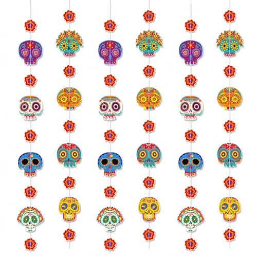 Halloween Day of The Dead Sugar Skull Garland - 6 Strings, 40 Inch