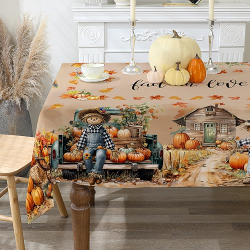 Fall Tablecloth 60x84 Inch Rectangle - Scarecrow Fall Decor - Vari 1