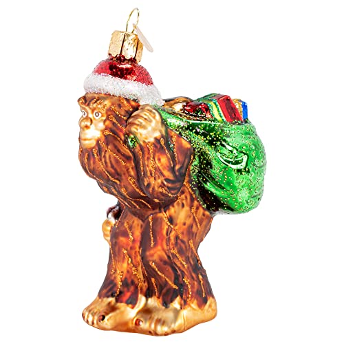 Santa Sasquatch Glass Blown Ornament - Handcrafted Holiday Tree Decoration - One Size