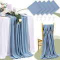 Dusty Blue Chiffon Table Runner Set - 5 Pieces 27x120 Inches for Wedding & Event Decor