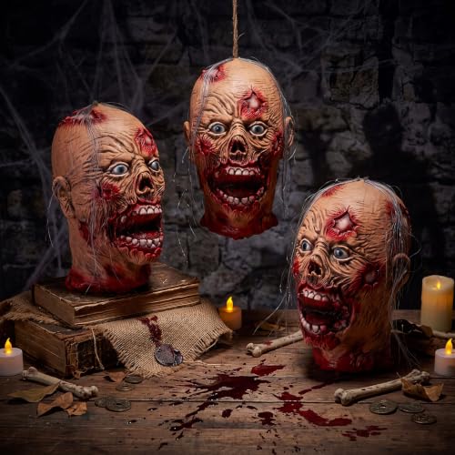 Halloween Zombie Head Props Set - Basic 10 x 12.8 Inches, 3 Pieces