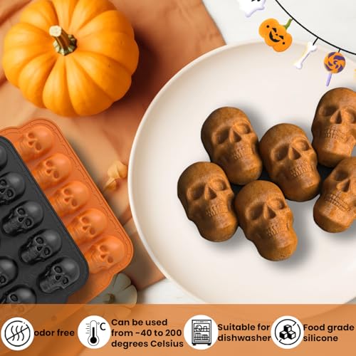 Silicone Skull Mold 20-Cavity Halloween Chocolate Candy Jelly Cake Decor Ice Soap
