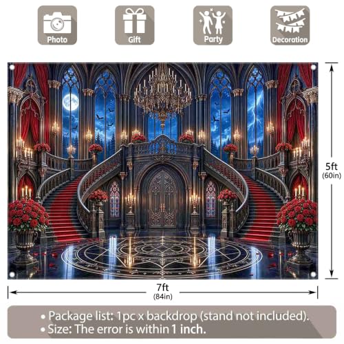 7x5ft Halloween Gothic Castle Backdrop Vampire Medieval Banner for Parties