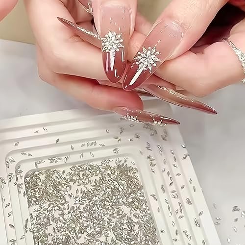 Mini Rhombic Nail Art Charms - Silver 300Pcs Shiny Zircon Flatback Nail Gems