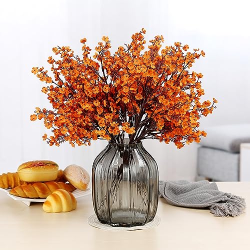 Fall Orange Baby's Breath Artificial Flowers 20 Bundles - Silk Decor, Wedding & Party Bouquets