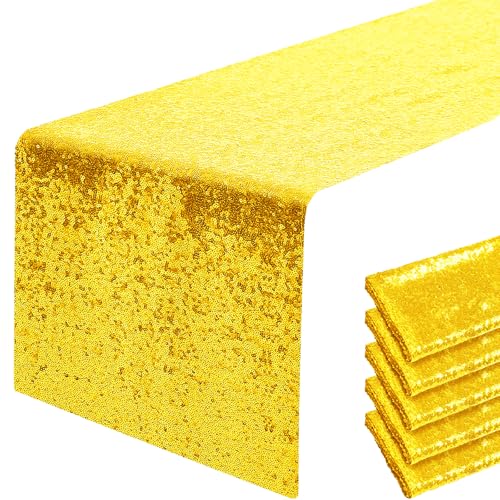 Yellow Sequin Table Runner 12x72 Inches - 2 Pack, Elegant Table Decor