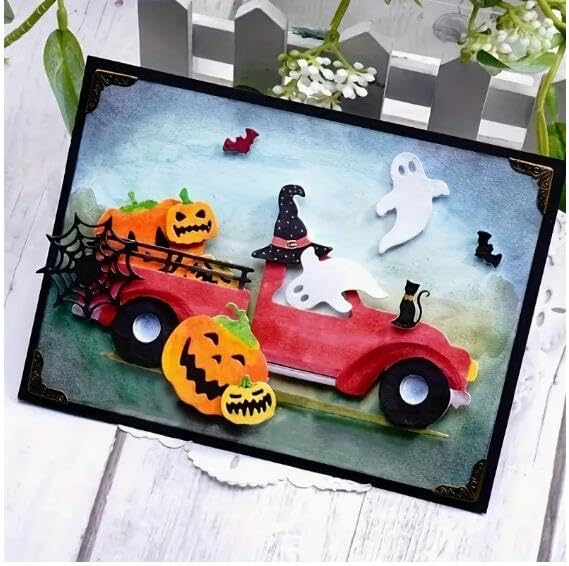 Halloween Pumpkin Car Metal Die Cuts for Scrapbooking & Card Making