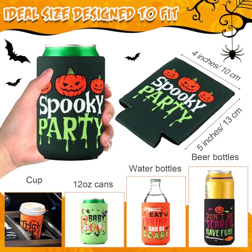 Halloween Beer Can Cooler Sleeves 24 Pack - Insulated 12 oz Drink Wraps
