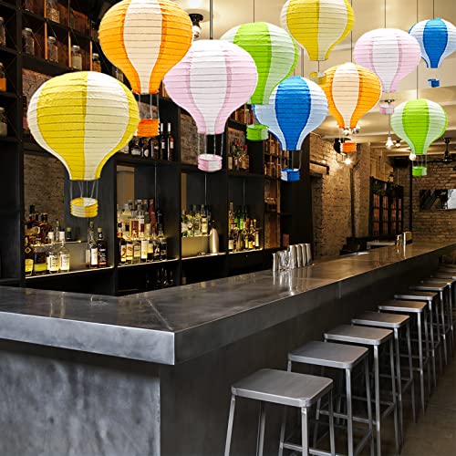 Multi-Color Hot Air Balloon Paper Lanterns - Hanging Chinese Party Decorations (Set of 10)