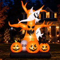 8FT Halloween Inflatable Scary Tree with Haunted Scene & LED Lighting