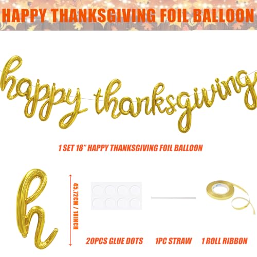 18 Inch Happy Thanksgiving Foil Balloons Set - Fall Party Decorations