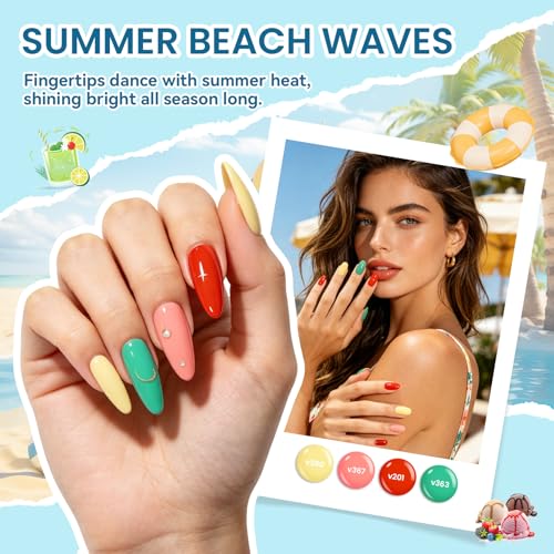VANREESA 72 Bright Rainbow Tones Gel Nail Polish Set - 20 Summer Colors & Top Coats
