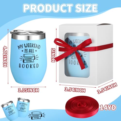 12 Pack Insulated Stainless Steel Book Lover Tumblers with Eggshell Design - Gift Set