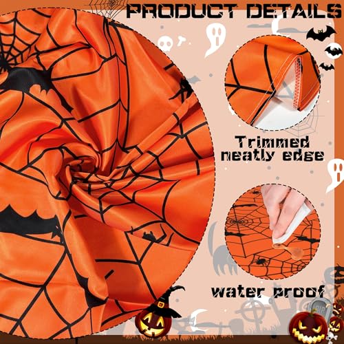 Halloween Spider Web Tablecloth 60 Inch Round Orange Waterproof Polyester - Variation of THIS listing