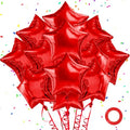 Red Star Balloons Foil Mylar Balloon Set - 12pcs 18 Inch Helium Decorations with Variation