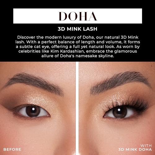 Doha 3D Mink False Eyelashes - Wispy, Fluffy, Reusable Lash Set