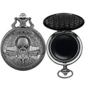 Black Obsidian Scrying Mirror in Pocket Watch Shell Halloween Skull Variation