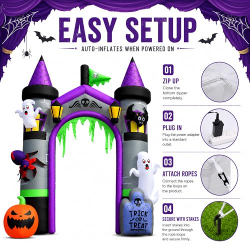 Castle Arch Inflatable Halloween Decoration - 12.5 Ft Large Blow Up Haunted Entrance - Variation: Castle Arch