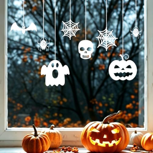 Halloween Window Clings Hanging Ghost Skull Decals - Styl 24
