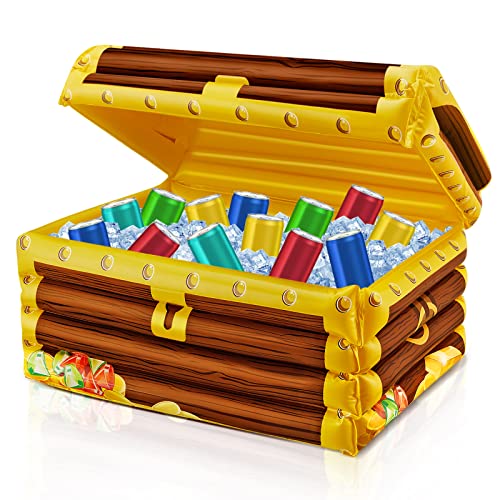 Inflatable Treasure Chest Cooler - Pirate Drink Cooler for Parties, 23x15x13 Inch, Variation of THIS listing