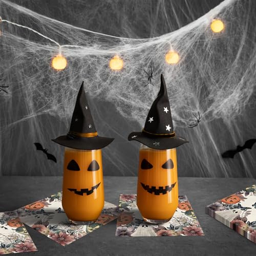 Halloween Ghost Napkins - 60 Pack Jack O'Lantern Floral Disposable Paper Towels