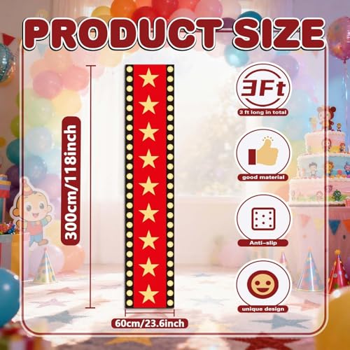 Movie Night Floor Runner Rug 9.8x2Ft Halloween Decor Non-Slip Kitchen Carpet