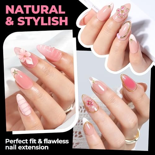 UNA GELLA Medium Almond Gel Nail Tips 504pcs Half Cover - Variation A2