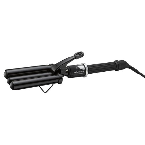 BabylissPRO Triple Barrel Waver - Porcelain Ceramic Styling Tool in Black