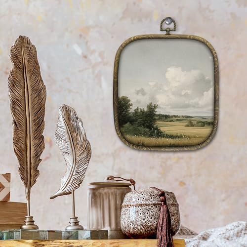 Rustic Landscape Wall Art Canvas Print - Farmhouse Nature Decor 6.5x5.7 Inches