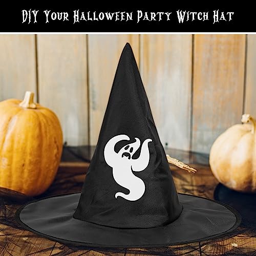 12pcs Halloween Floating Black Witch Hats with 98ft Hanging Rope - Costume & Party Decor