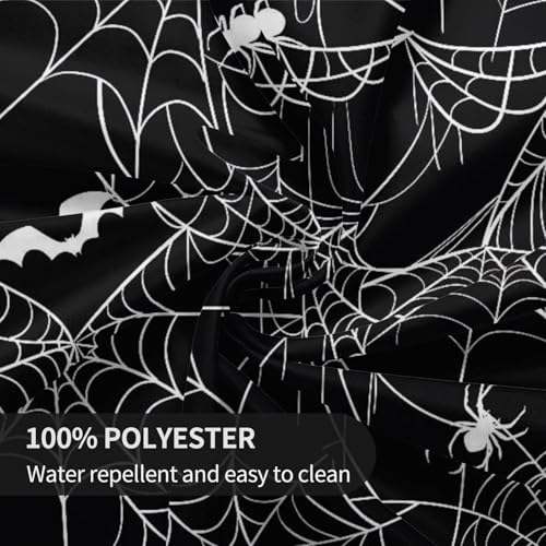 Halloween Tablecloth Square 60 x 60 Inch Black White Bats Web Polyester Farmhouse Decor - Spider Web Variation