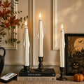 Halloween Ghost Candlesticks Set - Flameless Taper Candles with Remote, 3 Pack