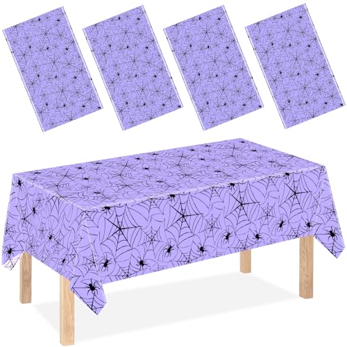 Halloween Spiderweb Plastic Tablecloth - Purple, 4 Pack, 137x274cm - Variation of THIS listing