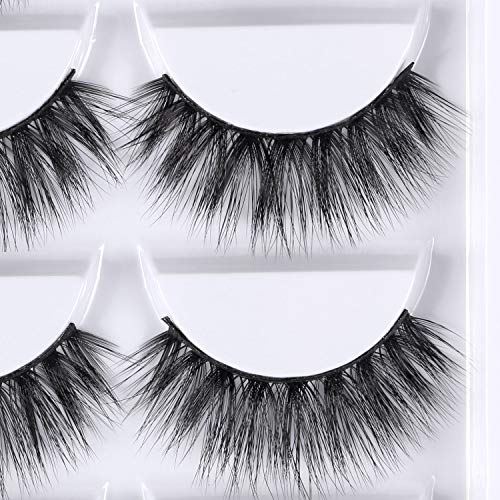 3D Faux Mink False Eyelashes - Handmade Dramatic Thick & Fluffy Long Fake Lashes 5 Pairs