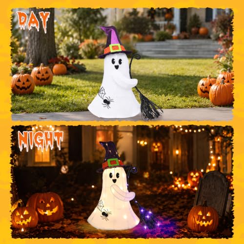 Lighted Halloween Ghost Witch Porch Decoration - White, 21 Inches
