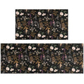 Halloween Kitchen Mat Set of 2 - Witches Garden Gothic Botanical Floor Rugs Non-Slip Washable