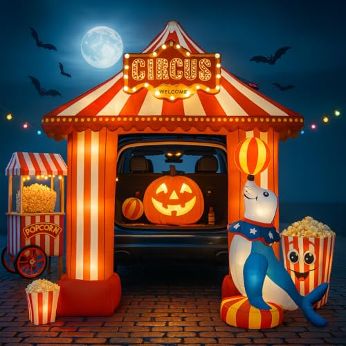 Halloween Carnival Trunk or Treat Car Decorations Kit - Inflatable with LEDs, 8.6FT, Outdoor Halloween Party Supplies, Carnival Variation