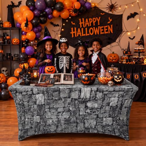 6ft Halloween Spandex Tablecloth with Brick Wall Pattern - Party Decor - Variation of THIS listing: 9.5" x 9.5" Rectangle