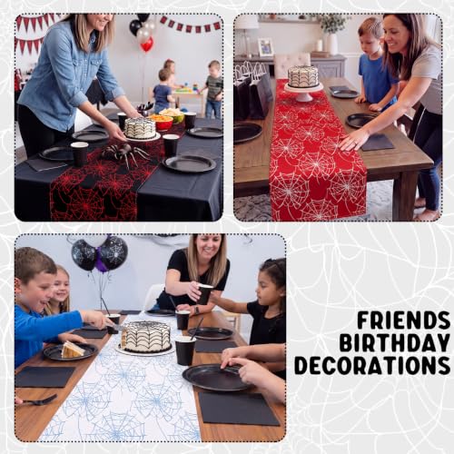 Spider Web Table Runner Linen Party Decorations - Black/Red, Red/Black, White/Purple, 3 Pcs