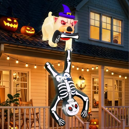 8FT Inflatable Skeleton Dog Pulling Skeleton Halloween Decoration - Variations