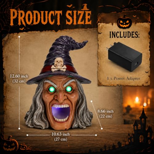 Halloween Witch Mist Maker with Glowing Eyes and Fog Effect - Yellow Witch Mist Variation
